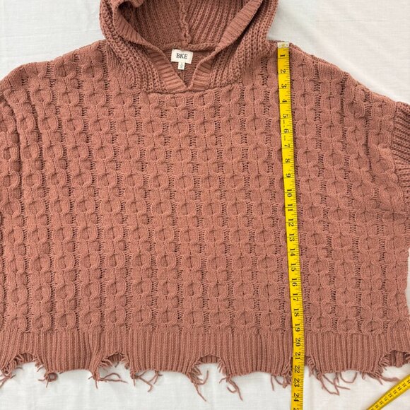 BKE Women’s Large Hooded Chenille Sweater Distressed Hem Textured Knit Cozy - Picture 10 of 11